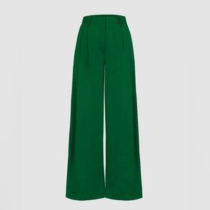 Wide Leg Suit Pants - Green